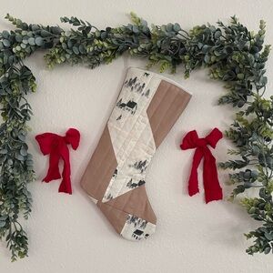 Brown and Cream Quilted Christmas Stocking